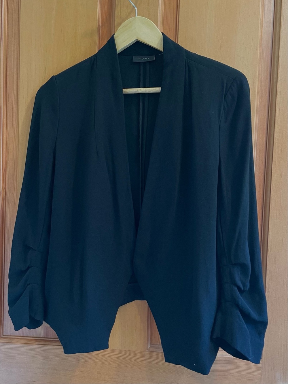 Halogen Black Open-Front Draped Blazer